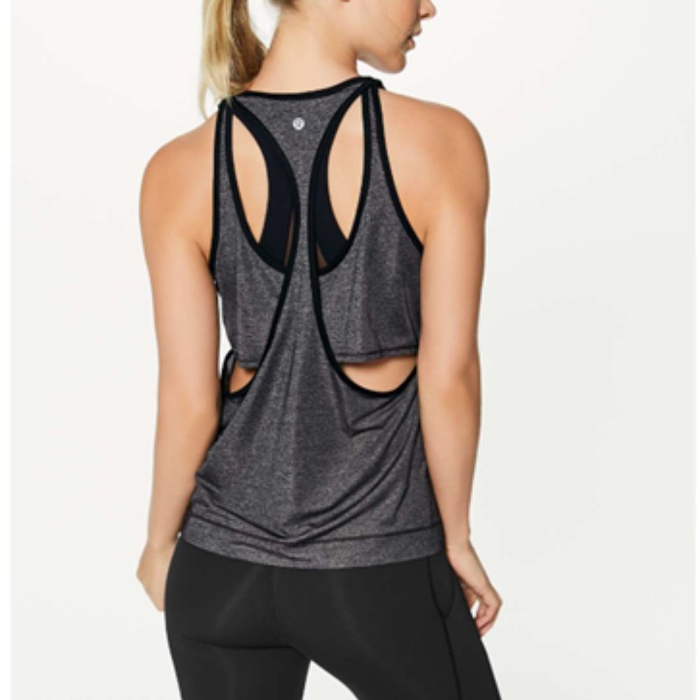 Lululemon Run The Day Tank Heathered Black/Black in Size 6